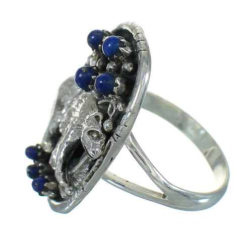 Lapis Authentic Sterling Silver Southwest Bear Ring Size 7-3/4 YX81553